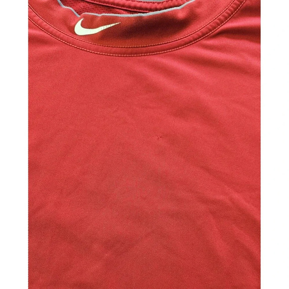 Nike Pro Short Sleeve Shirt Mens Large Red Gray Mesh Sides Football Base Layer - Picture 4 of 7
